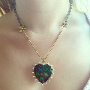 ✨Betsey Johnson✨ Leopard Print Heart Necklace